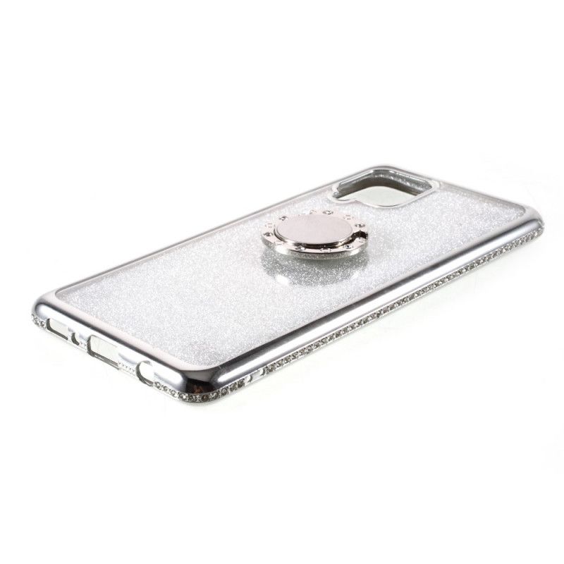 Cover for Samsung Galaxy A42 5G Sort Pailletter Og Diamanter Ringstøtte