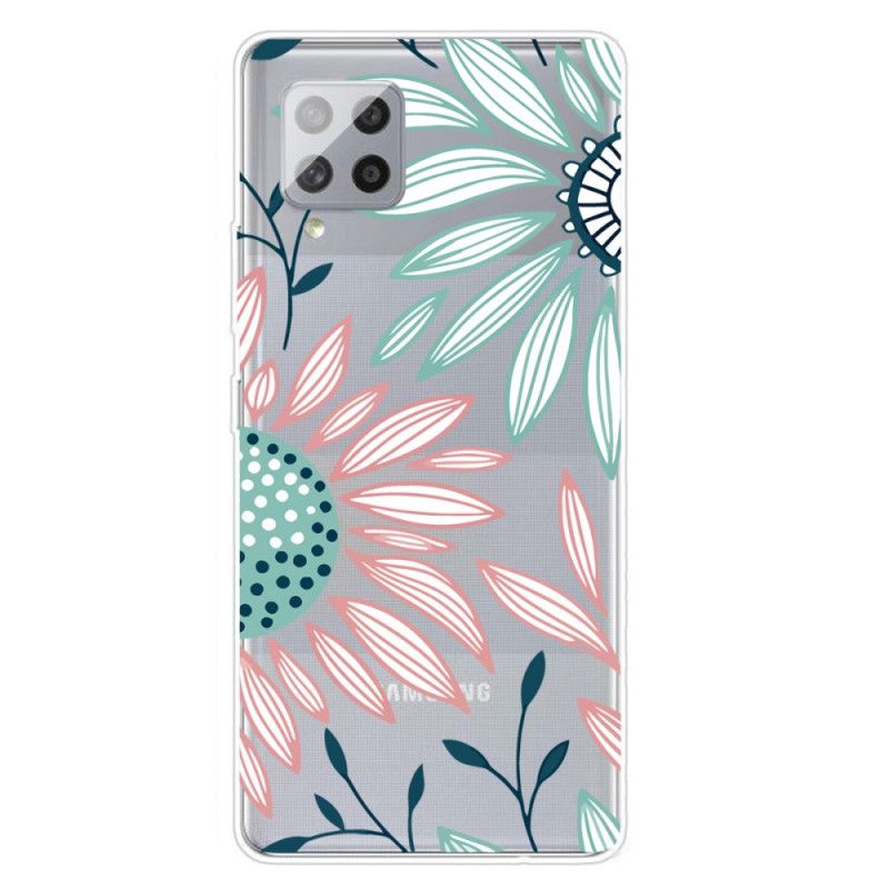 Cover Samsung Galaxy A42 5G Gennemsigtig En Blomst Original