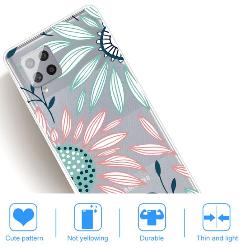 Cover Samsung Galaxy A42 5G Gennemsigtig En Blomst Original