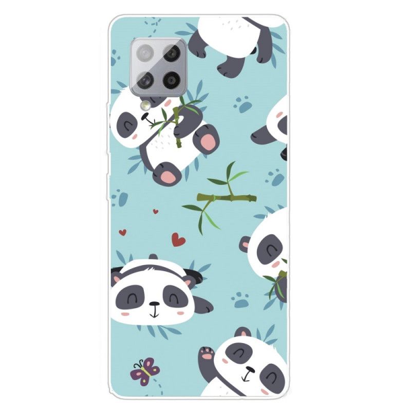 Cover Samsung Galaxy A42 5G Grøn Bunke Af Pandaer Original