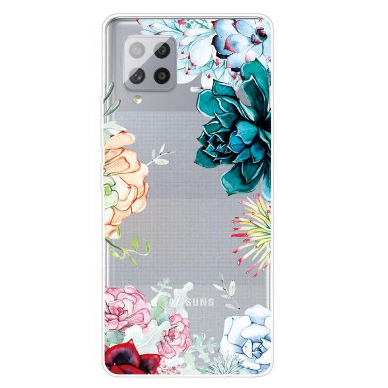 Cover Samsung Galaxy A42 5G Mobilcover Gennemsigtige Akvarelblomster