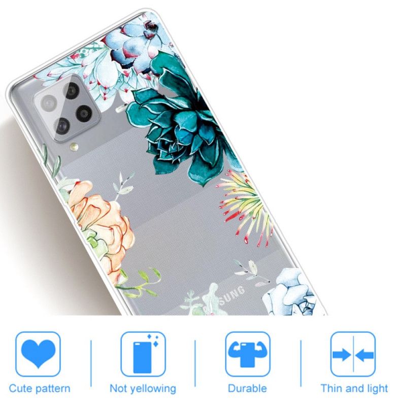 Cover Samsung Galaxy A42 5G Mobilcover Gennemsigtige Akvarelblomster