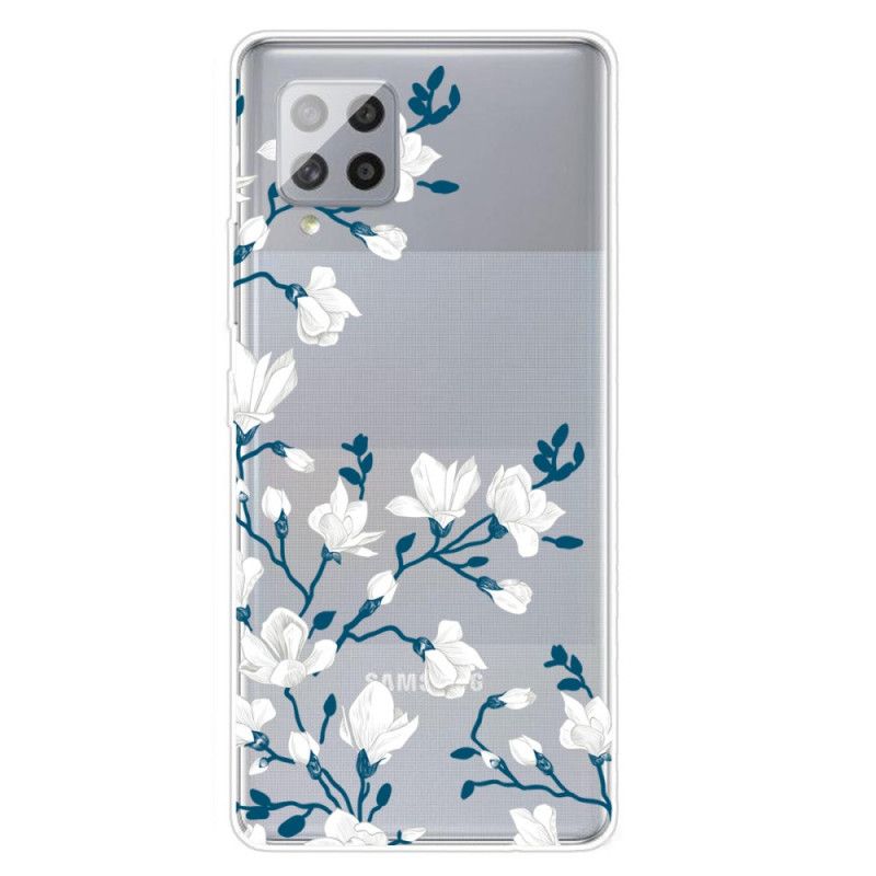 Cover Samsung Galaxy A42 5G Mobilcover Hvide Blomster