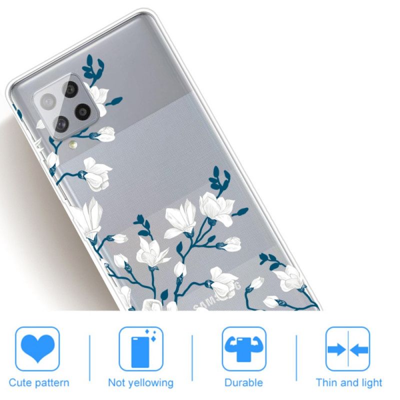 Cover Samsung Galaxy A42 5G Mobilcover Hvide Blomster