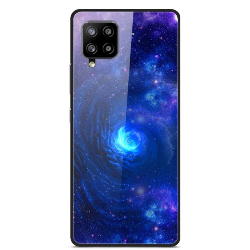 Cover Samsung Galaxy A42 5G Mørkeblå Galakse Glas Og Silikone