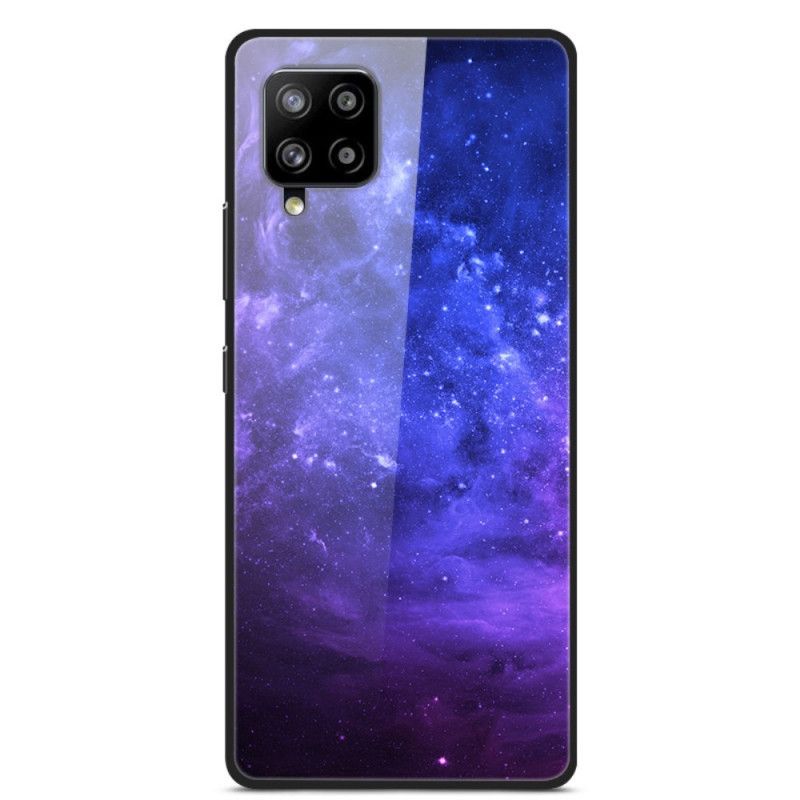 Cover Samsung Galaxy A42 5G Mørkeblå Galakse Glas Og Silikone