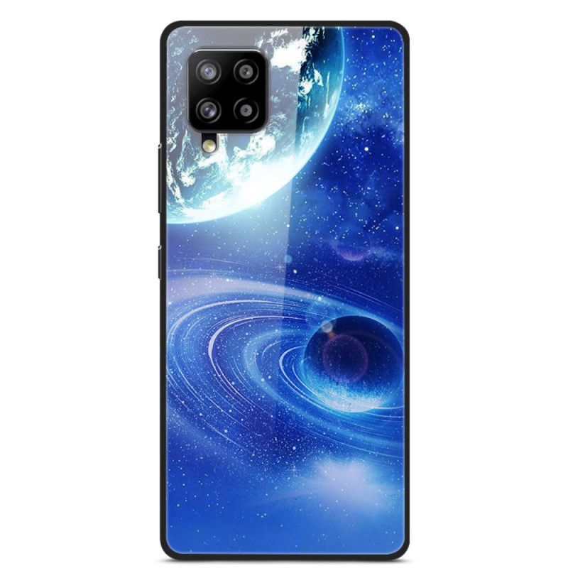 Cover Samsung Galaxy A42 5G Mørkeblå Glas Og Silikone Planeter