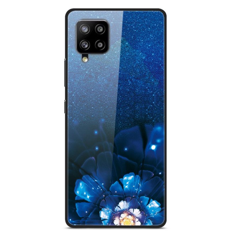 Cover Samsung Galaxy A42 5G Rød Fancy Blomster I Hærdet Glas Beskyttelse