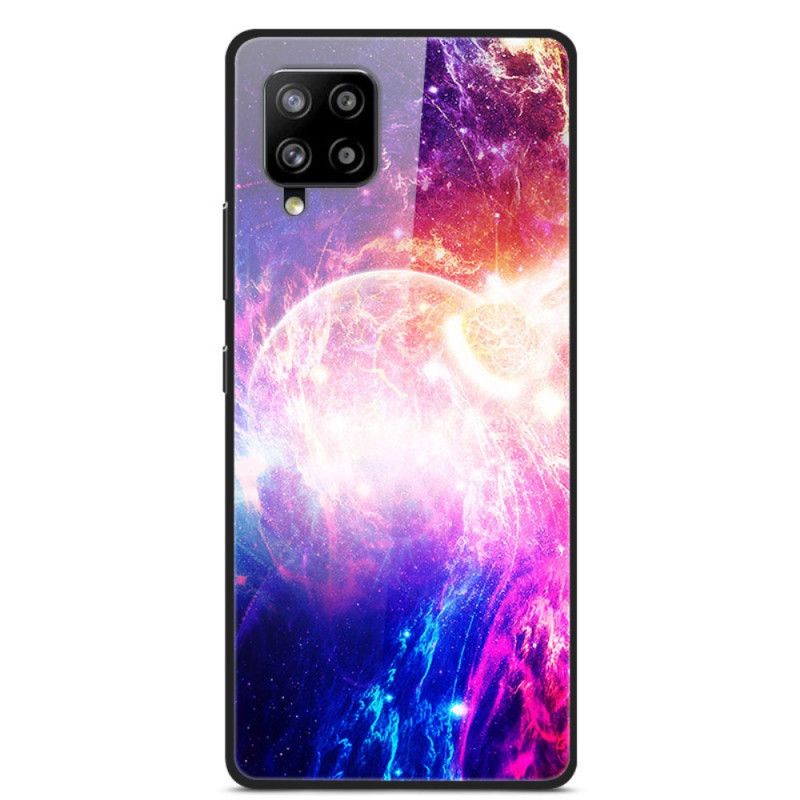 Cover Samsung Galaxy A42 5G Rød Glas Og Silikone Planeter I Brand