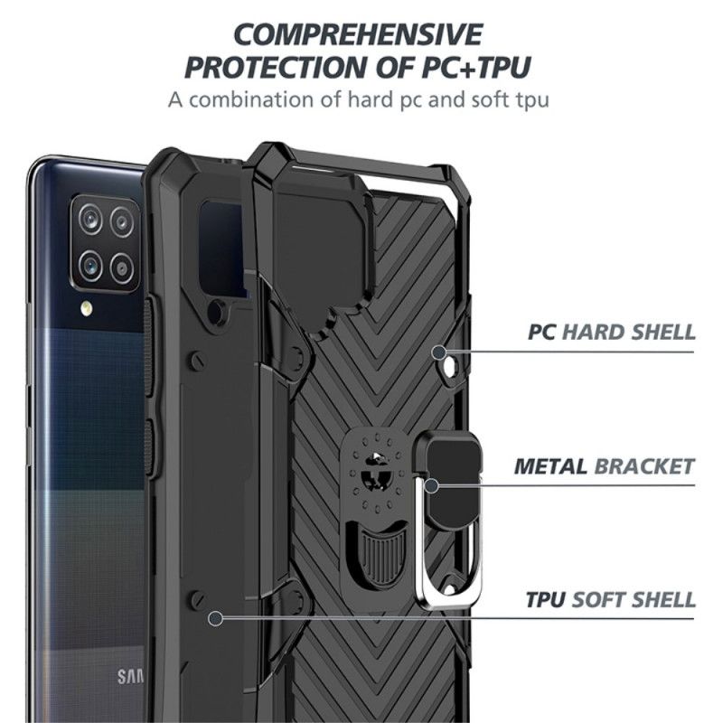 Cover Samsung Galaxy A42 5G Sort Hybrid Med Designring