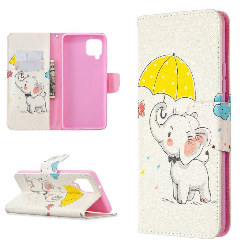 Flip Cover Læder for Samsung Galaxy A42 5G Baby Elefant