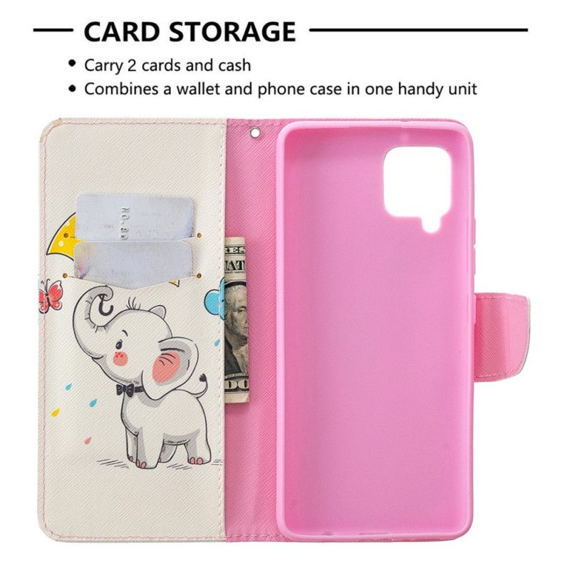 Flip Cover Læder for Samsung Galaxy A42 5G Baby Elefant