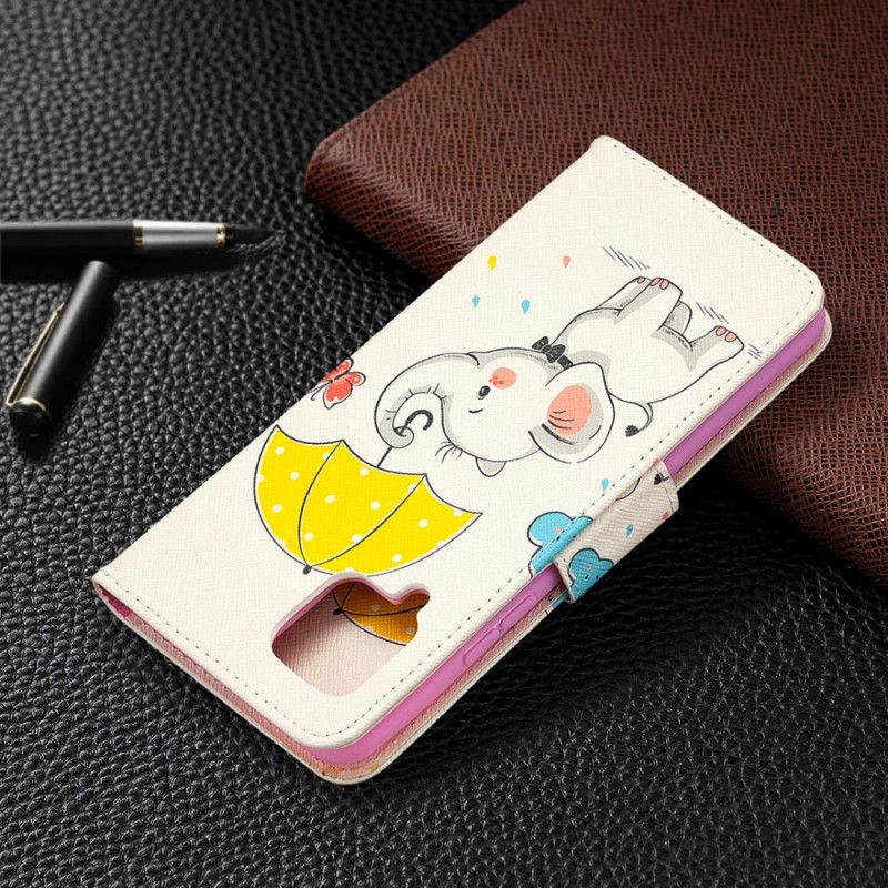 Flip Cover Læder for Samsung Galaxy A42 5G Baby Elefant