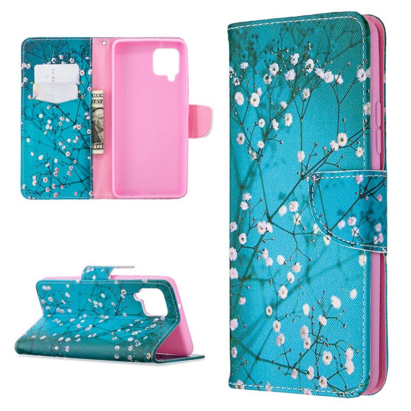 Flip Cover Læder for Samsung Galaxy A42 5G Blomstrende Træ