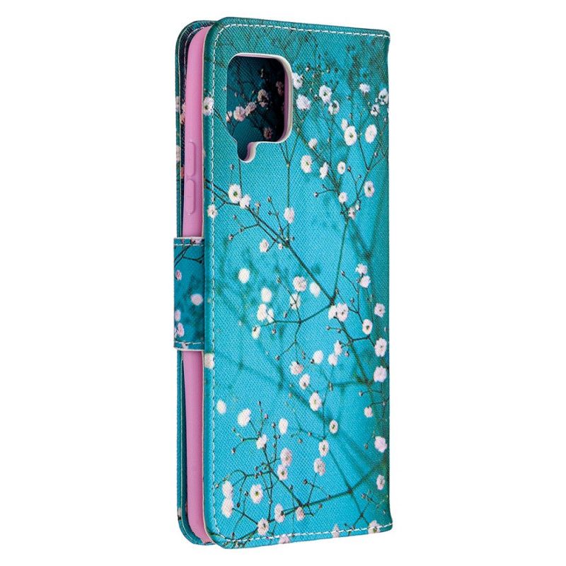 Flip Cover Læder for Samsung Galaxy A42 5G Blomstrende Træ