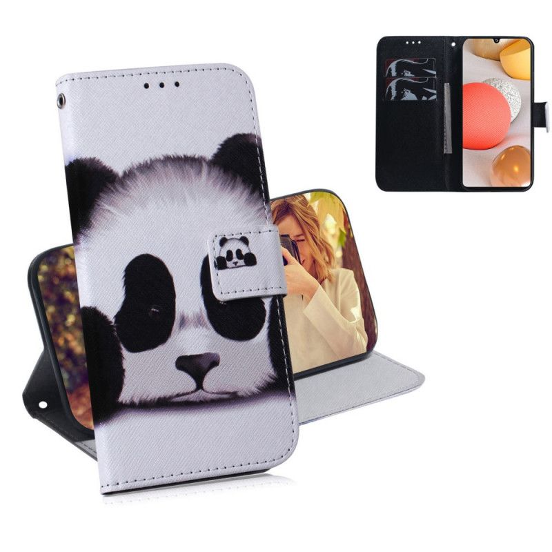 Flip Cover Læder for Samsung Galaxy A42 5G Panda Ansigt