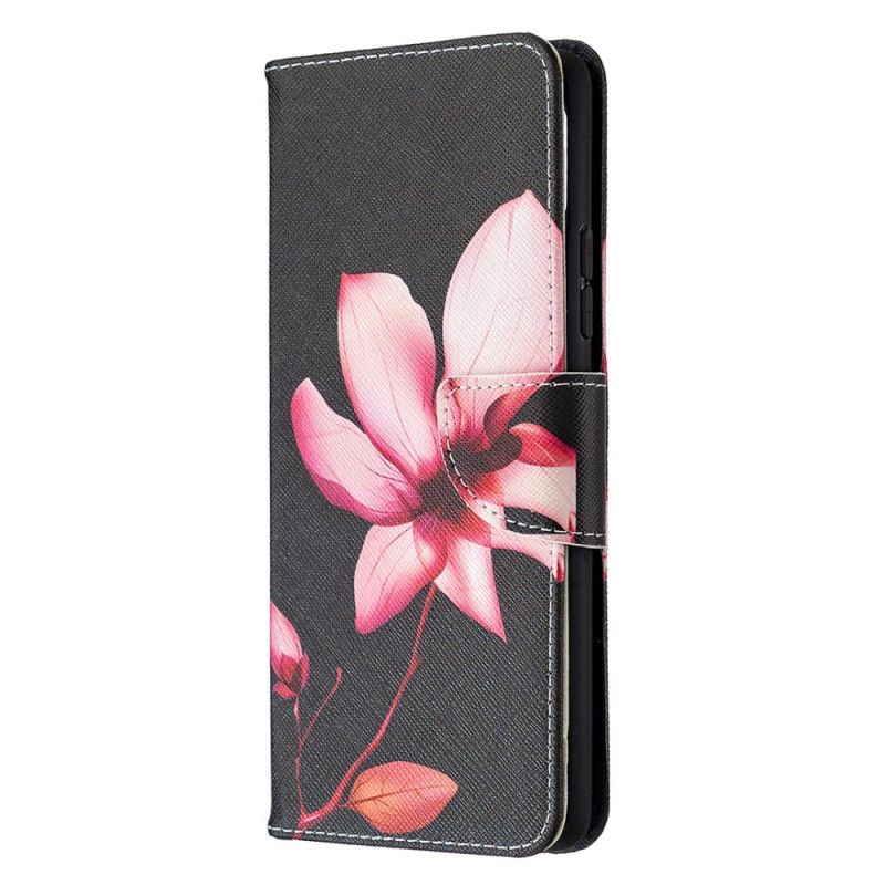 Flip Cover Læder Samsung Galaxy A42 5G Lyserød Blomst Original