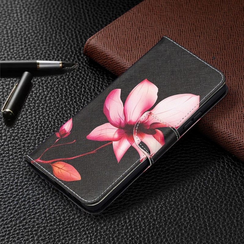 Flip Cover Læder Samsung Galaxy A42 5G Lyserød Blomst Original