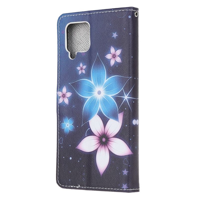 Flip Cover Læder Samsung Galaxy A42 5G Måneblomster Med Rem