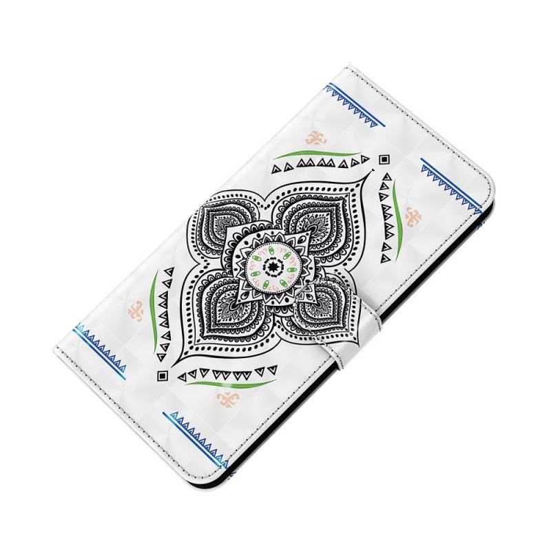 Flip Cover Samsung Galaxy A42 5G Lys Pletter Mandala Med Rem