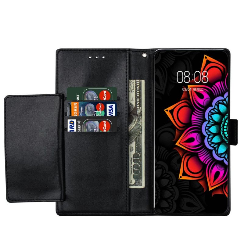 Flip Cover Samsung Galaxy A42 5G Sort Mandala Dekoration Med Rem