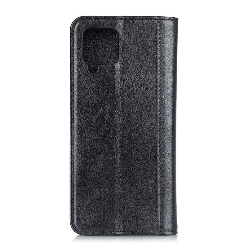 Læder Cover Samsung Galaxy A42 5G Sort Elegant Split Lychee Læder