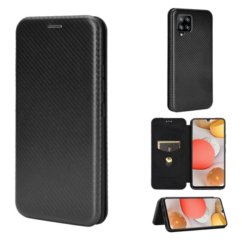 Læder Cover Samsung Galaxy A42 5G Sort Kulfiber