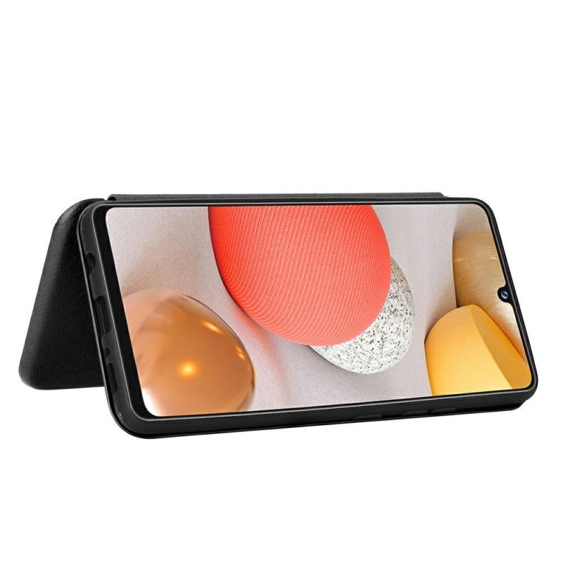 Læder Cover Samsung Galaxy A42 5G Sort Kulfiber