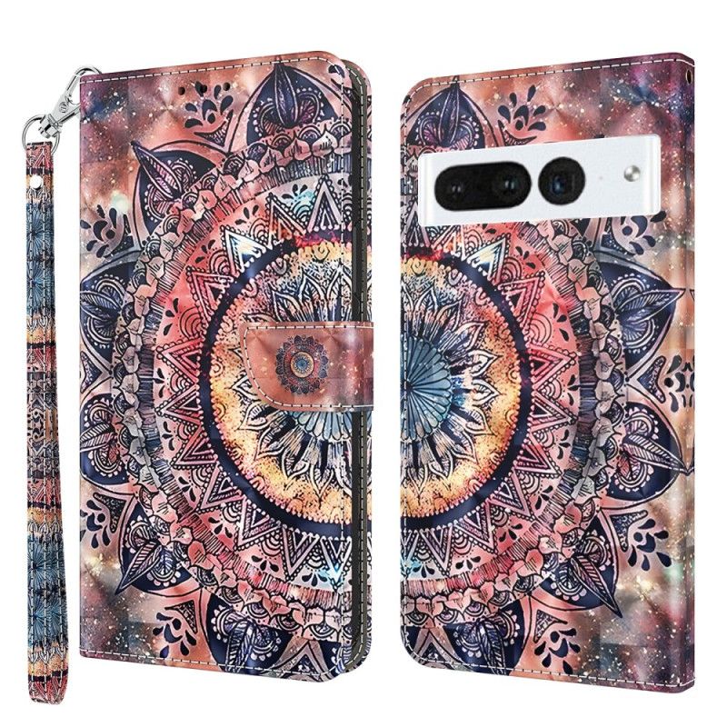 Flip Cover Google Pixel 8 Pro Farverig Mandala Med Rem