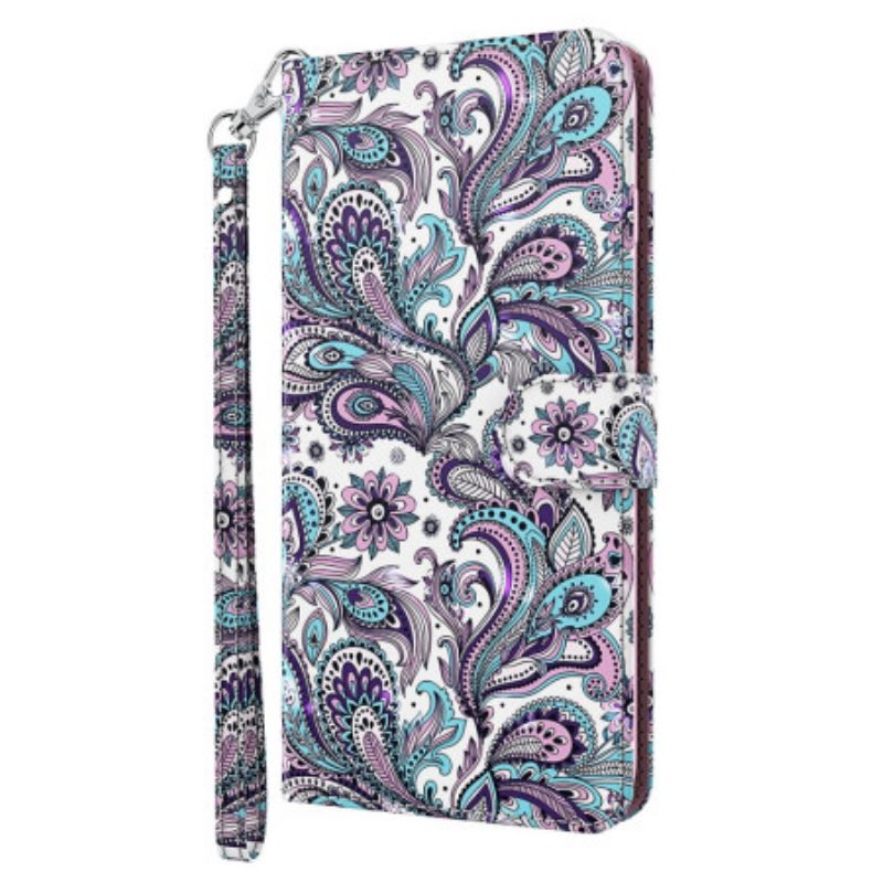 Læder Cover Google Pixel 8 Pro Telefon Etui Paisley Mønster Med Rem