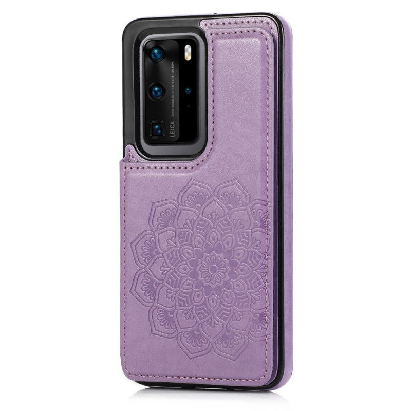 Cover Huawei P40 Pro Plus Grå Mandala Print Kortholder