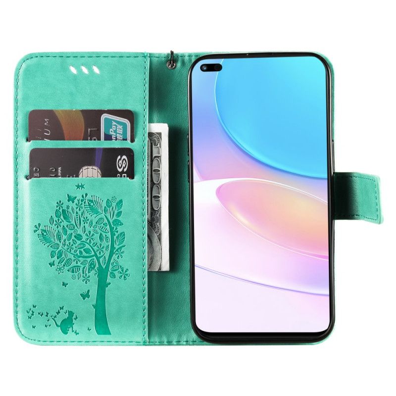 Flip Cover Til Huawei Nova 8i / Honor 50 Lite Tree And Thong Cat