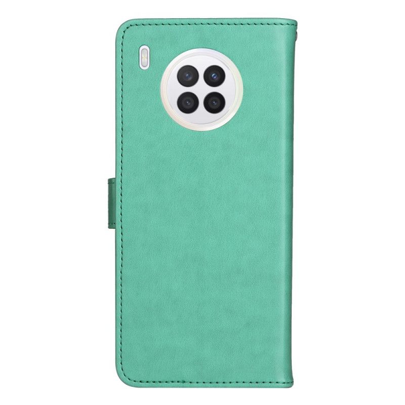 Læder Cover Huawei Nova 8i / Honor 50 Lite Telefon Etui Cat And Bee Thong