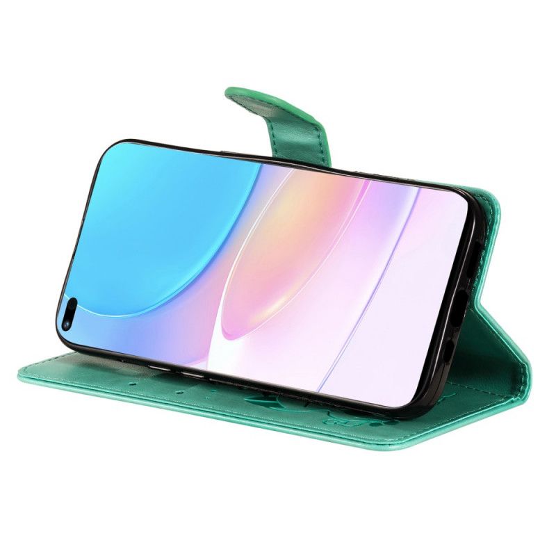 Læder Cover Huawei Nova 8i / Honor 50 Lite Telefon Etui Cat And Bee Thong