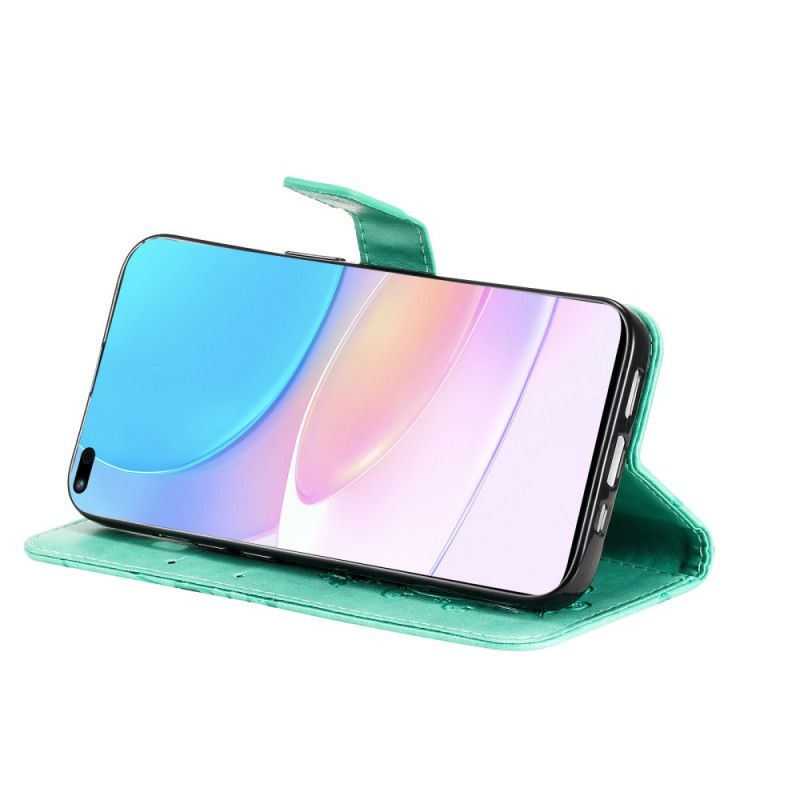 Læder Cover Huawei Nova 8i / Honor 50 Lite Telefon Etui Kæmpe Strammesommerfugle