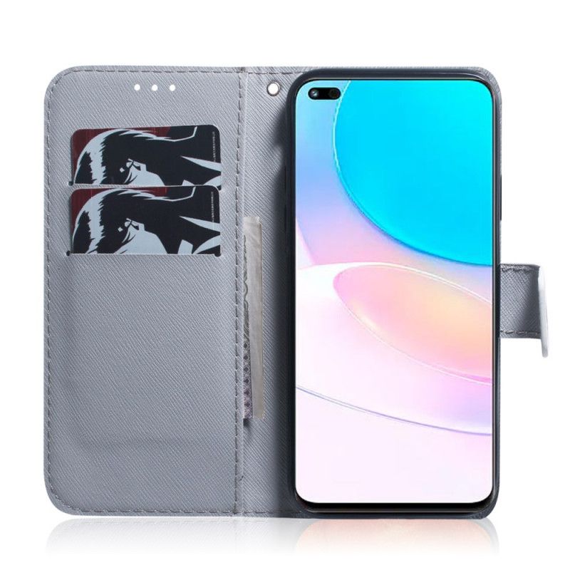 Læder Cover Huawei Nova 8i / Honor 50 Lite Telefon Etui White Tiger