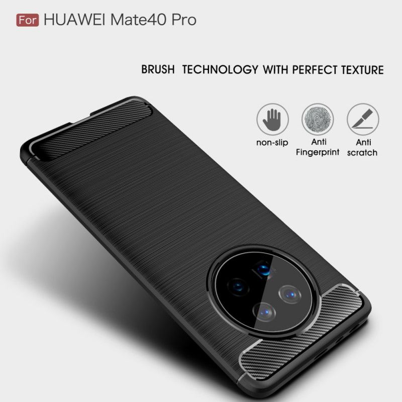 Cover Huawei Mate 40 Pro Sort Børstet Kulfiber