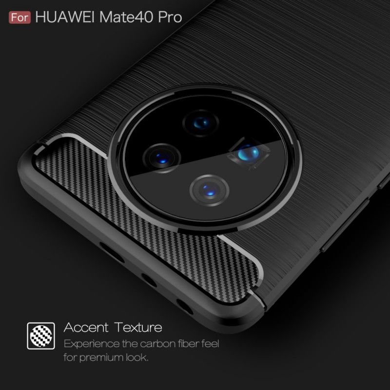 Cover Huawei Mate 40 Pro Sort Børstet Kulfiber