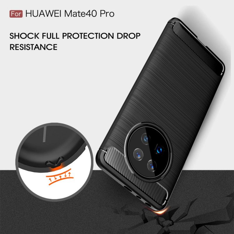 Cover Huawei Mate 40 Pro Sort Børstet Kulfiber