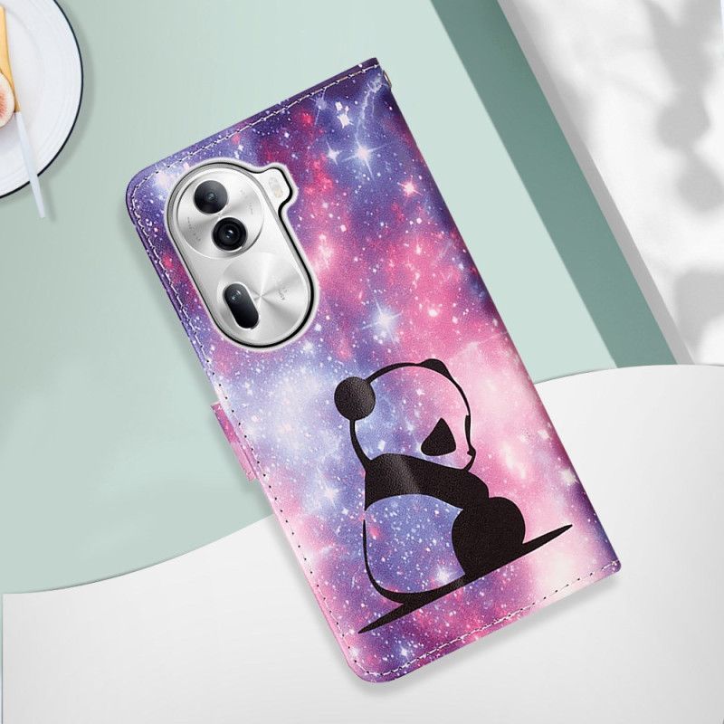 Læder Cover Oppo Reno 11 Pro 5g Telefon Etui Baby Panda Med Rem