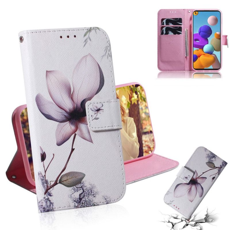 Flip Cover Læder for Samsung Galaxy A21s Gammel Rosenblomst