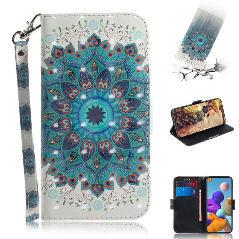 Flip Cover Læder for Samsung Galaxy A21s Mesterlig Mandala Med Rem