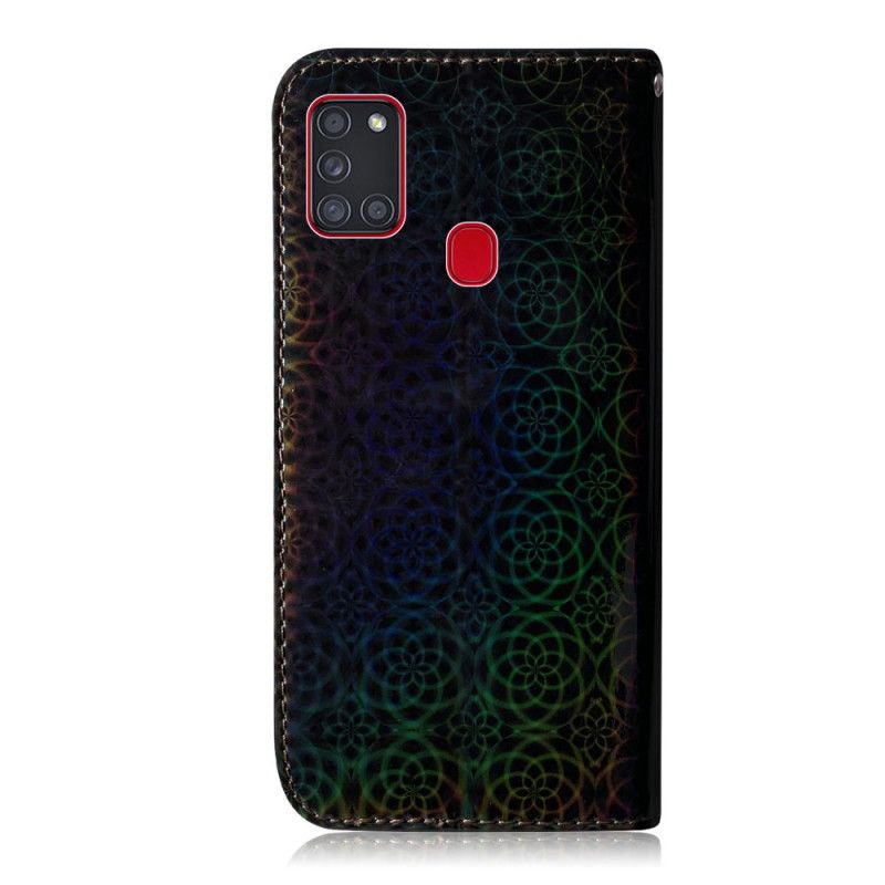 Flip Cover Læder for Samsung Galaxy A21s Sort Ren Farve