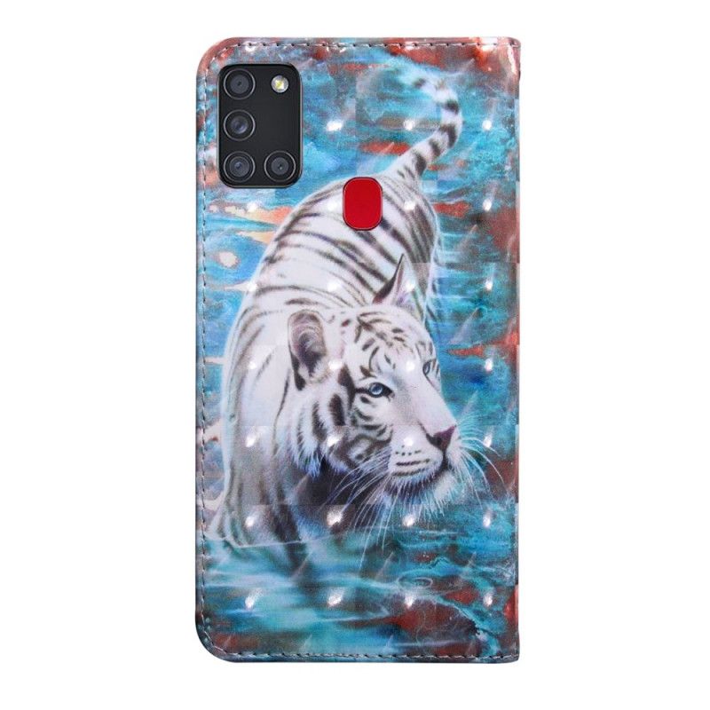 Flip Cover Læder for Samsung Galaxy A21s Tiger I Vandet