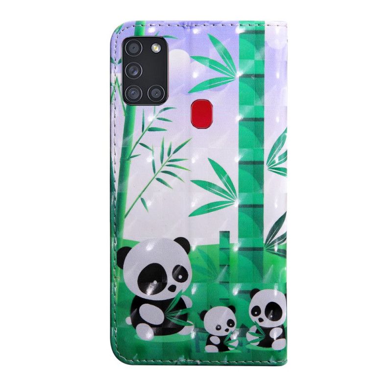 Flip Cover Læder Samsung Galaxy A21s Pandafamilie