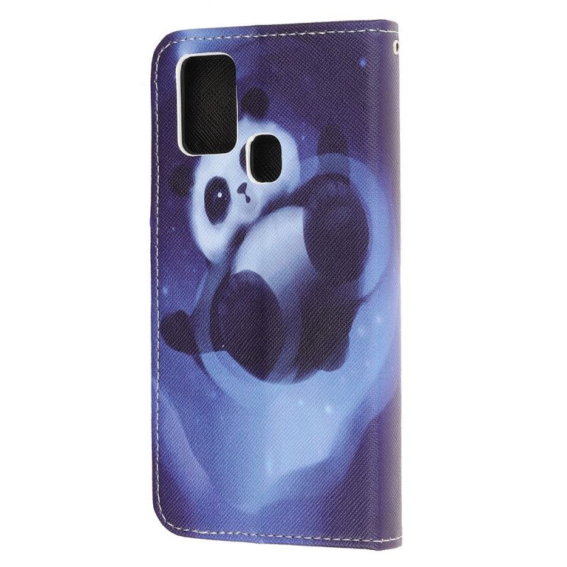 Flip Cover Læder Samsung Galaxy A21s Pandarum Med Rem