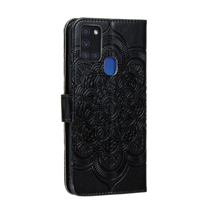 Flip Cover Læder Samsung Galaxy A21s Sort Hele Mandala Original