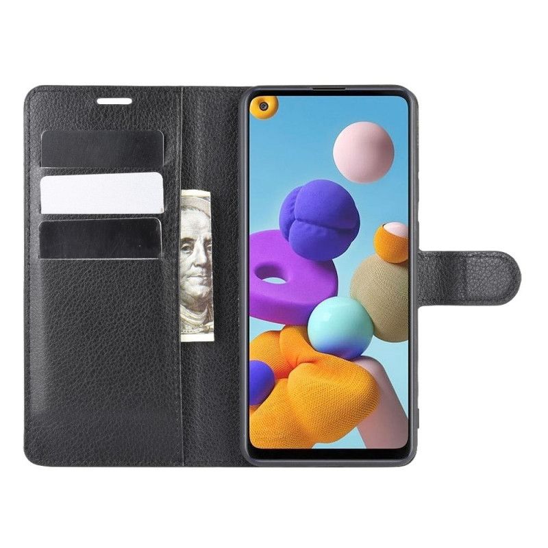 Flip Cover Læder Samsung Galaxy A21s Sort Klassisk