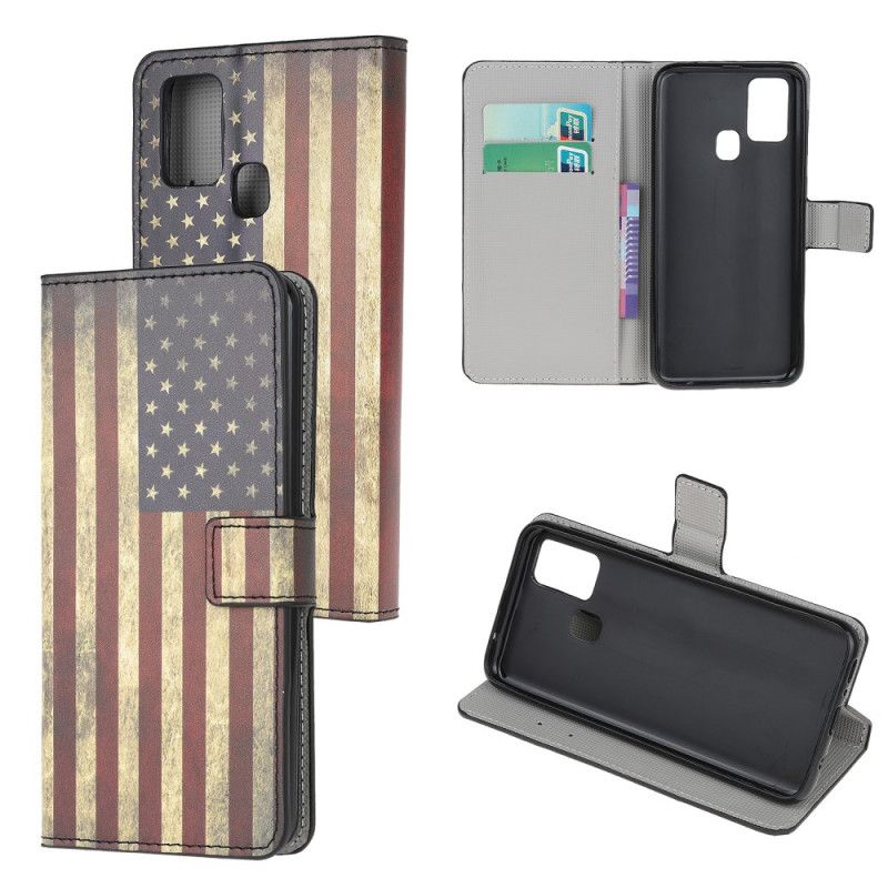 Flip Cover Læder Samsung Galaxy A21s Usa Flag Beskyttelse