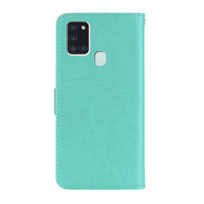 Flip Cover Samsung Galaxy A21s Grå Uglemandala Og Charme